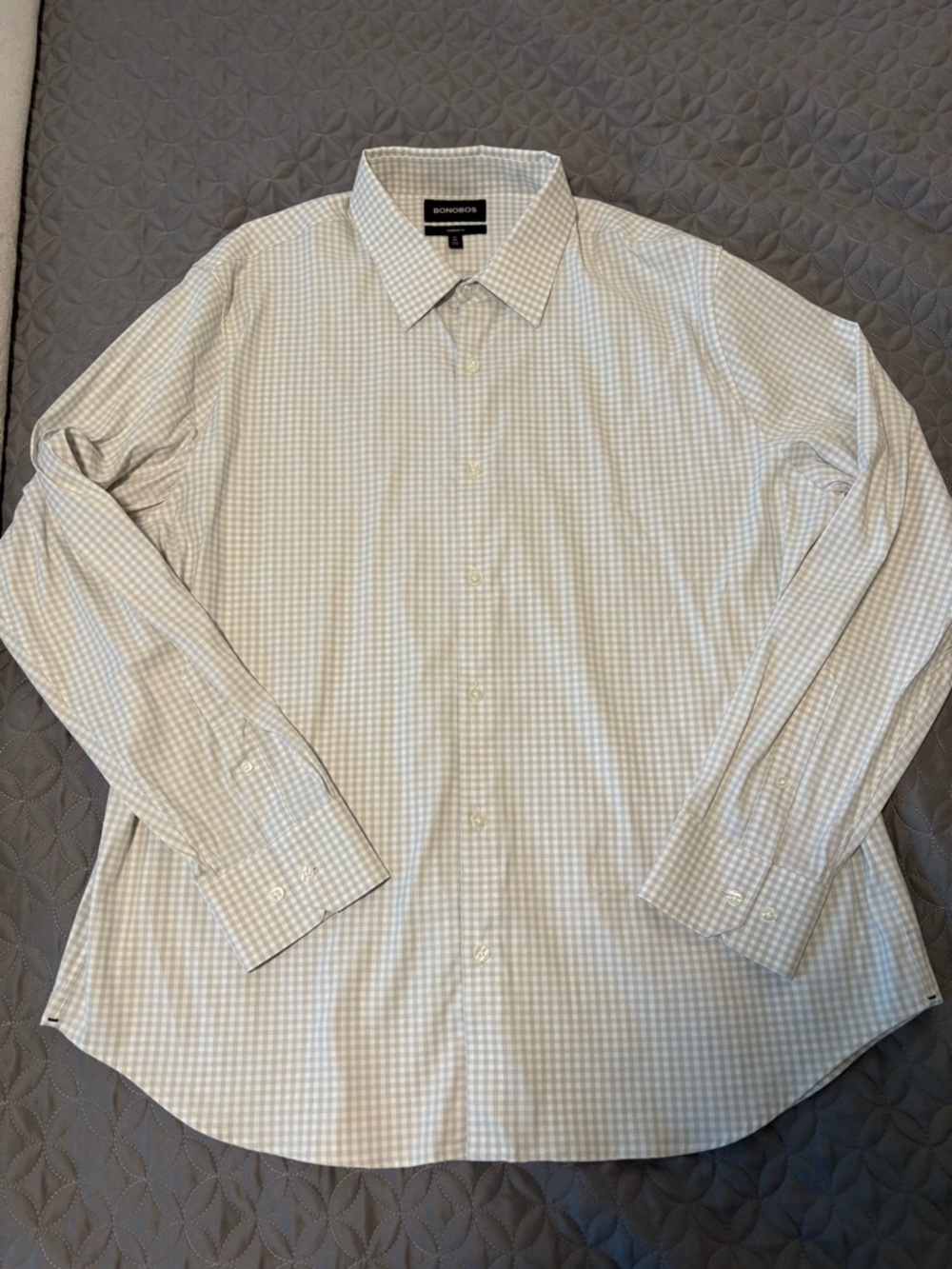 Bonobos Men's XXL White Grey Dress Shirt Long Sleeve